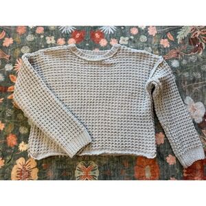 Pink Republic Chenille Waffle Knit Sweater Blue Green Crew Neck PF1S23668 Mens M